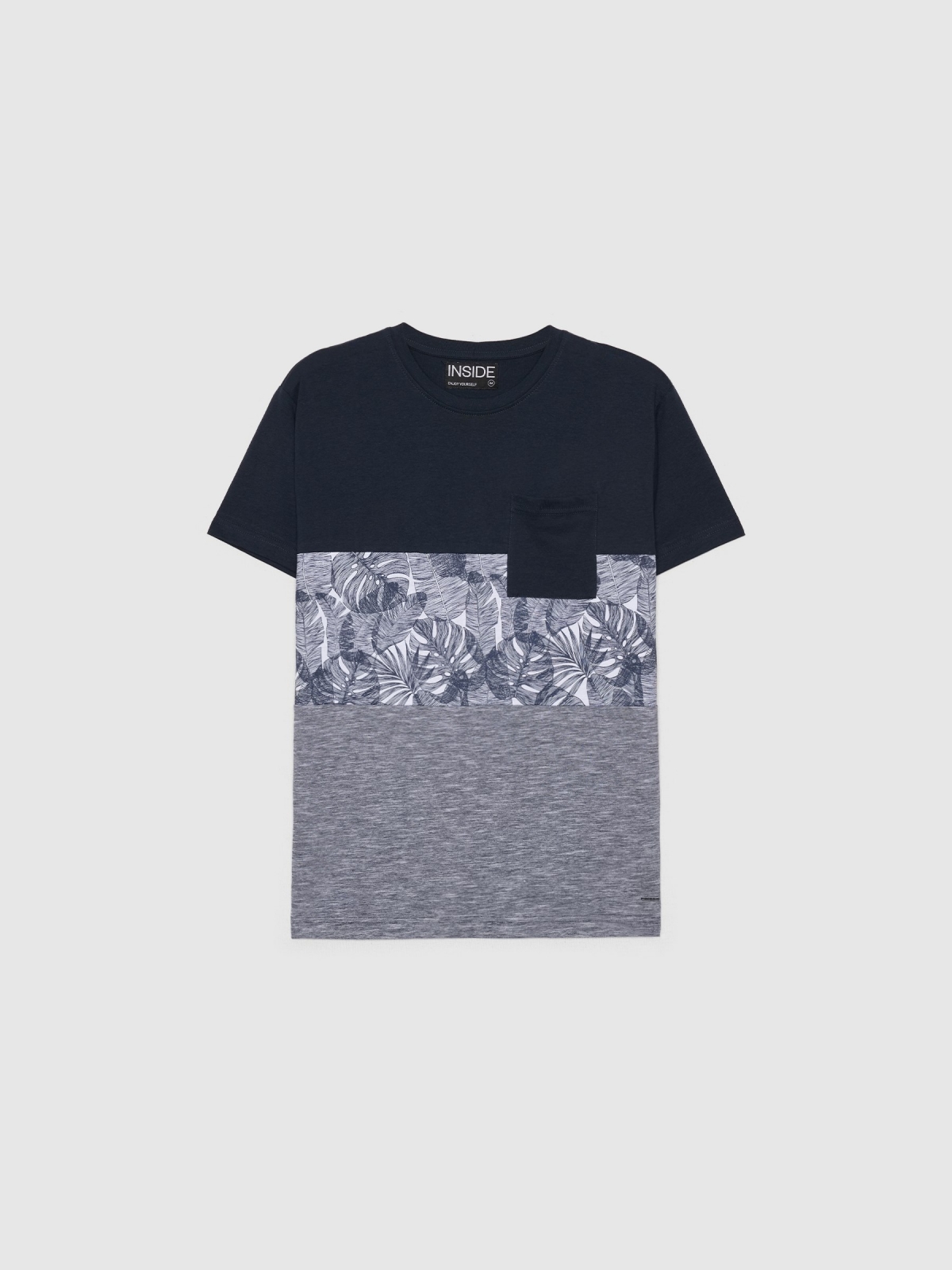  Textured T-shirt with pocket navy