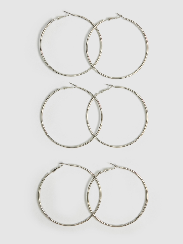 Set 3 hoop earrings beige