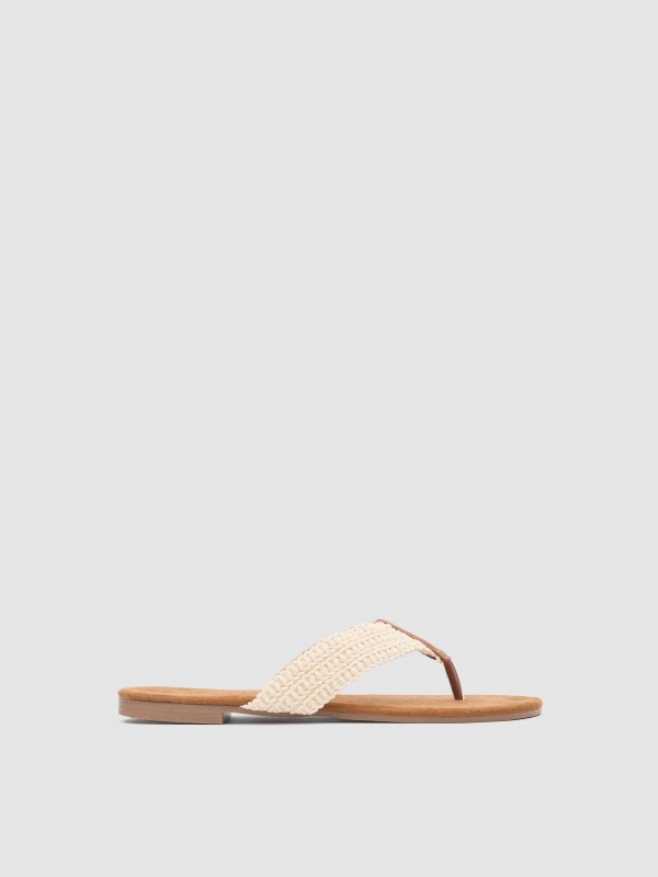 Brocade flat sandal off white