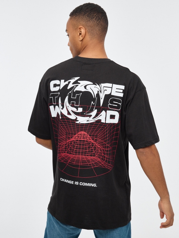 Camiseta Change The World negro vista media trasera