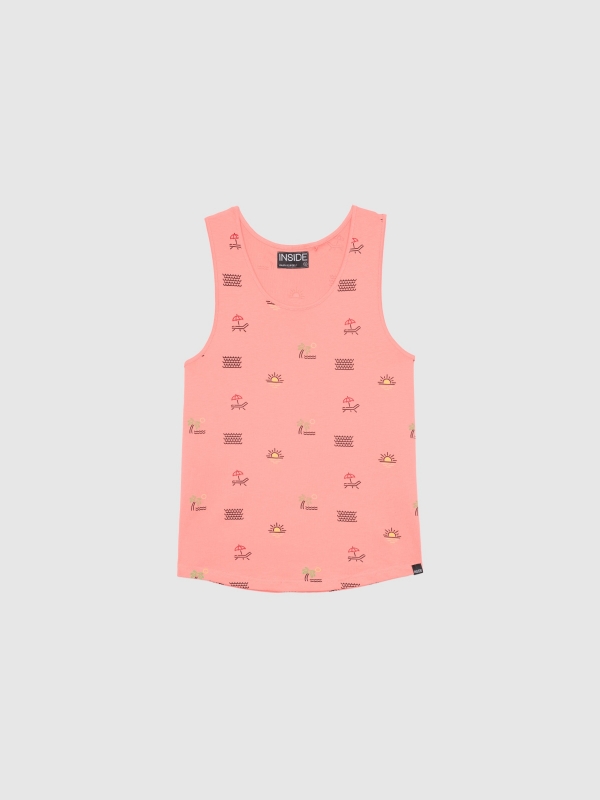  Camiseta de tirantes tropical rosa