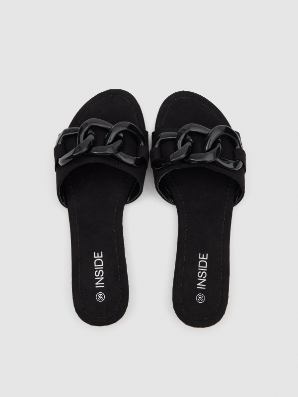 Thong sandal with chain black zenithal view