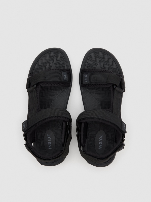 Black nylon sports sandal black zenithal view