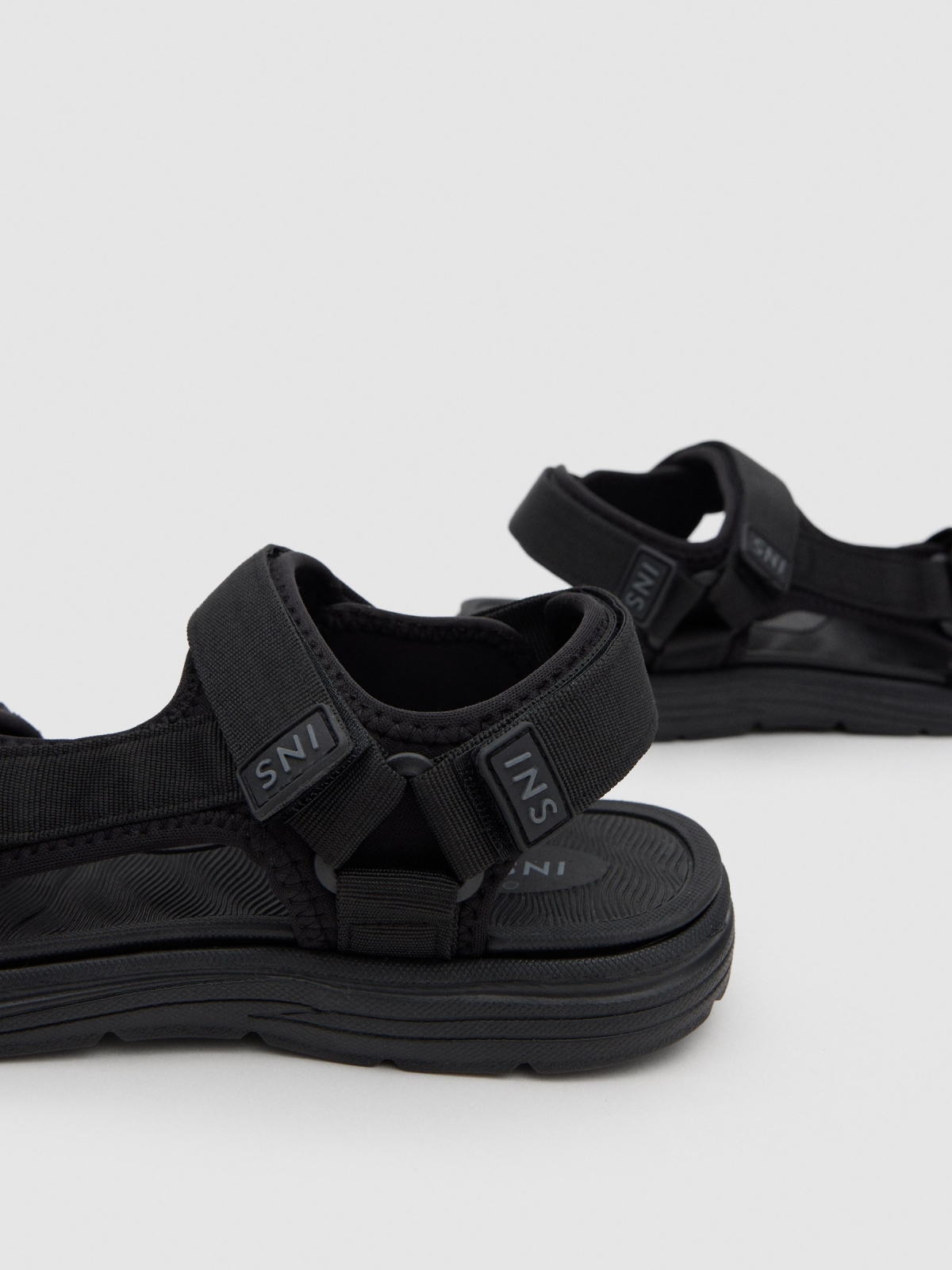 Black nylon sports sandal black detail view