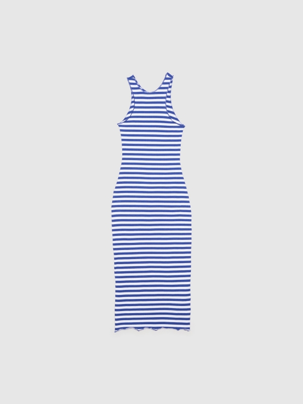  Striped fitted midi dress electric blue