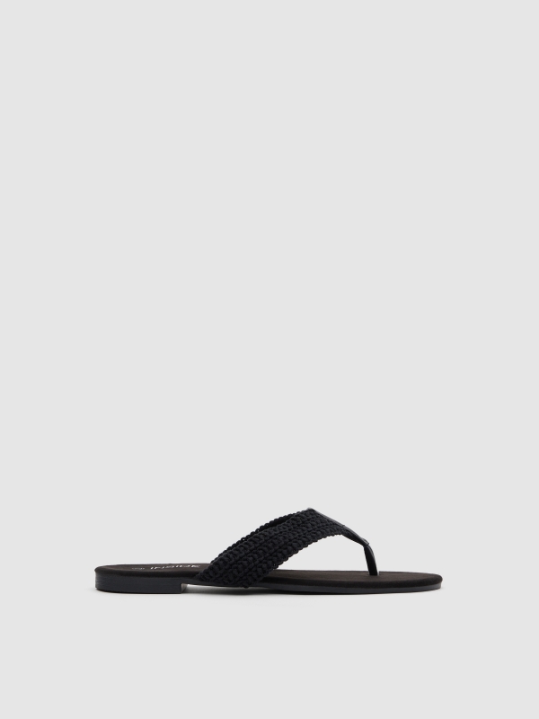 Brocade flat sandal black