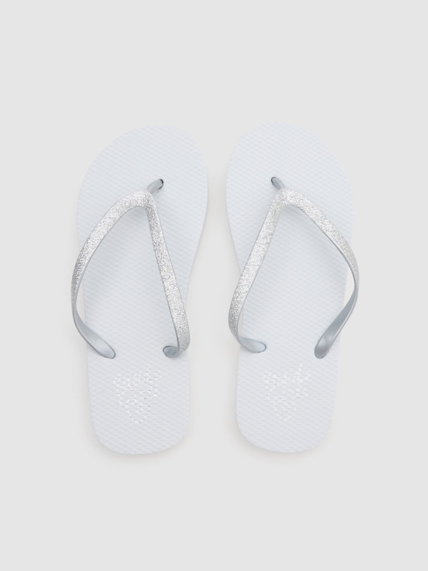 White toe flip flop with glitter white