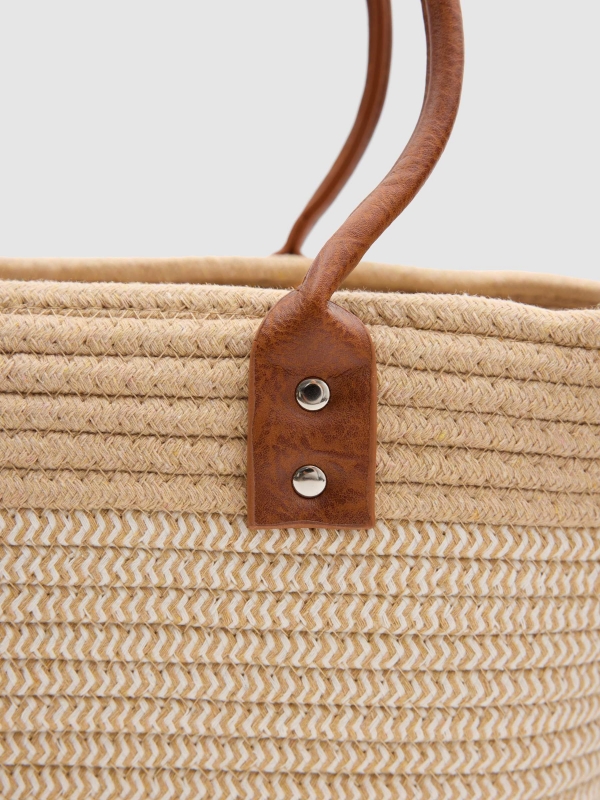 Jute basket bag brown detail view