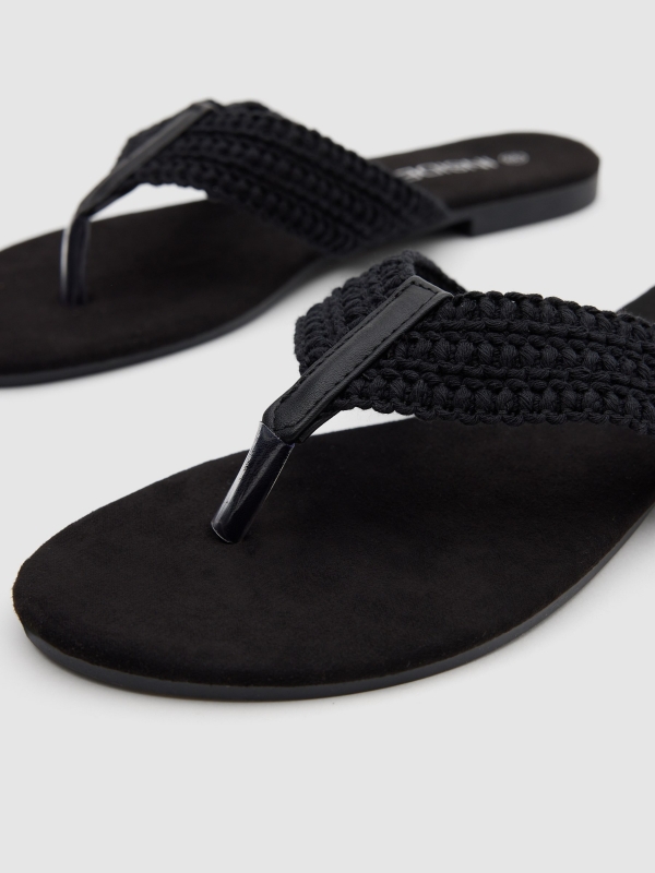 Brocade flat sandal black detail view