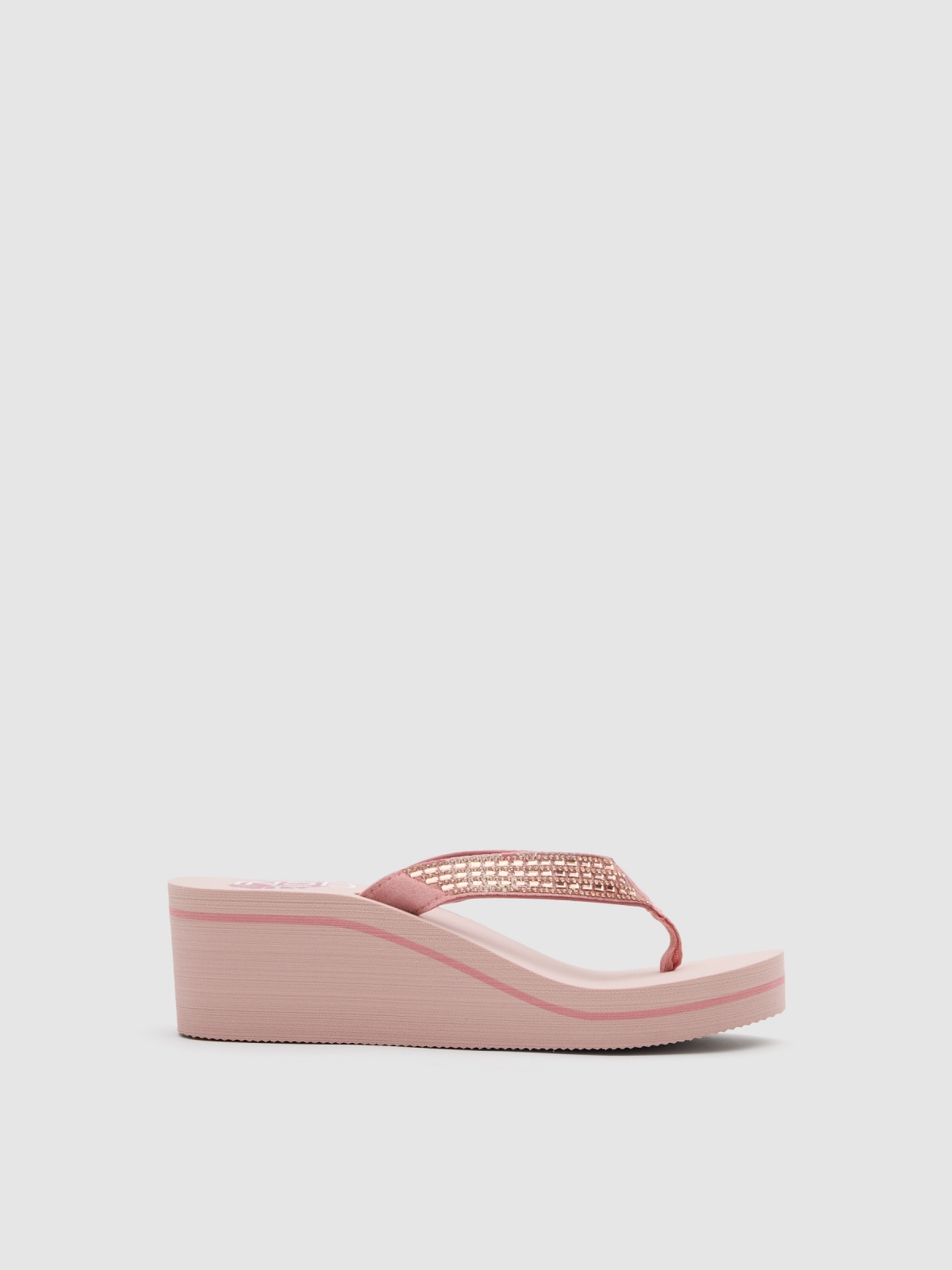 Wedge flip-flops nude pink lateral view