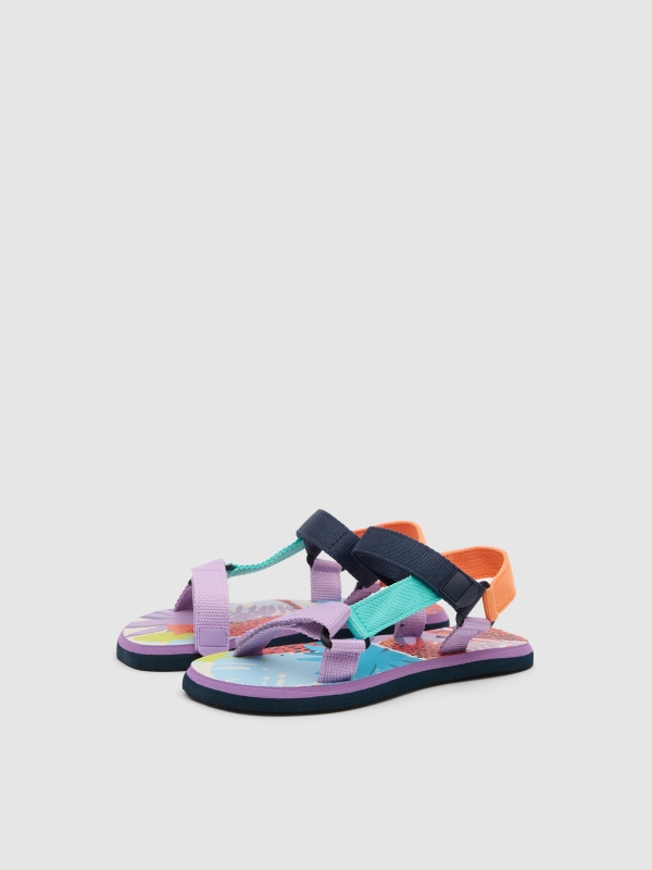 Tropical crab flip-flops multicolor lateral view