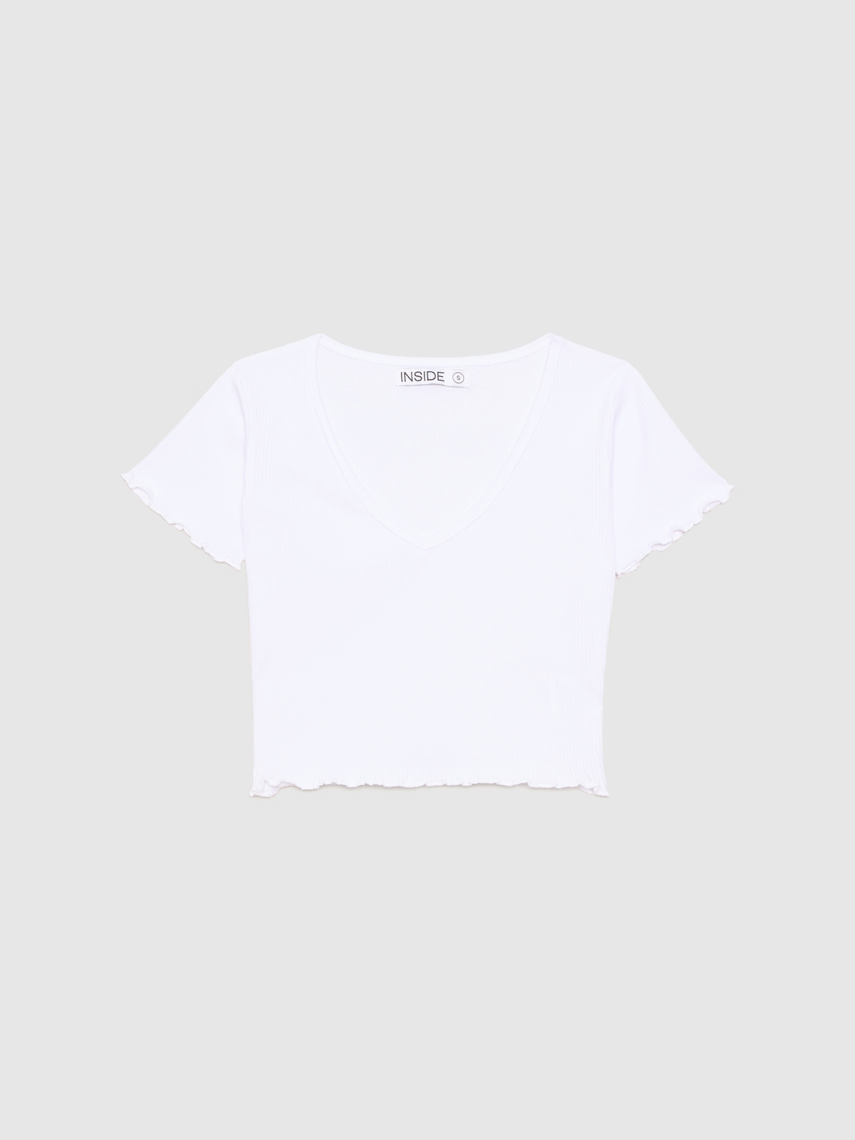  T-shirt crop com encaracolado branco