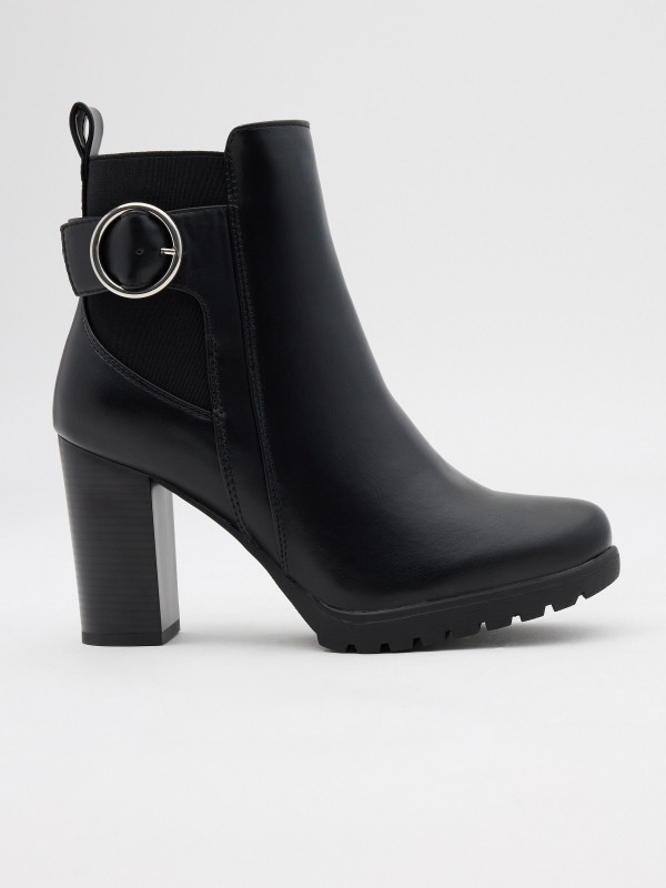 Rubber and buckle bootie black