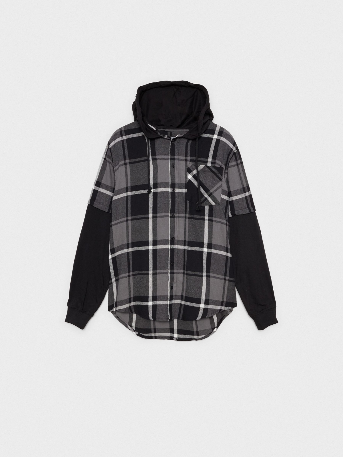  Hooded fleece shirt black