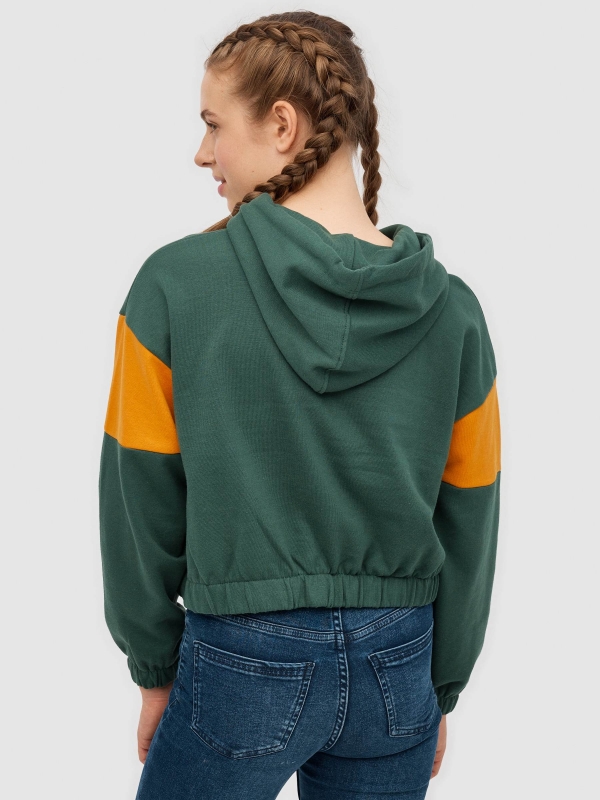 France crop sweatshirt dark green middle back view