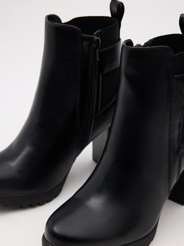 Rubber and buckle bootie black detail view