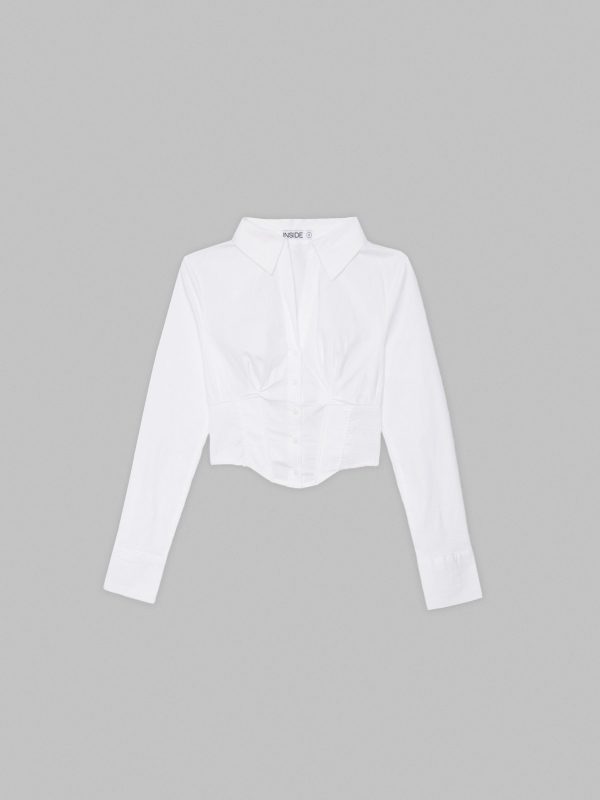  Camisa crop corsé blanco