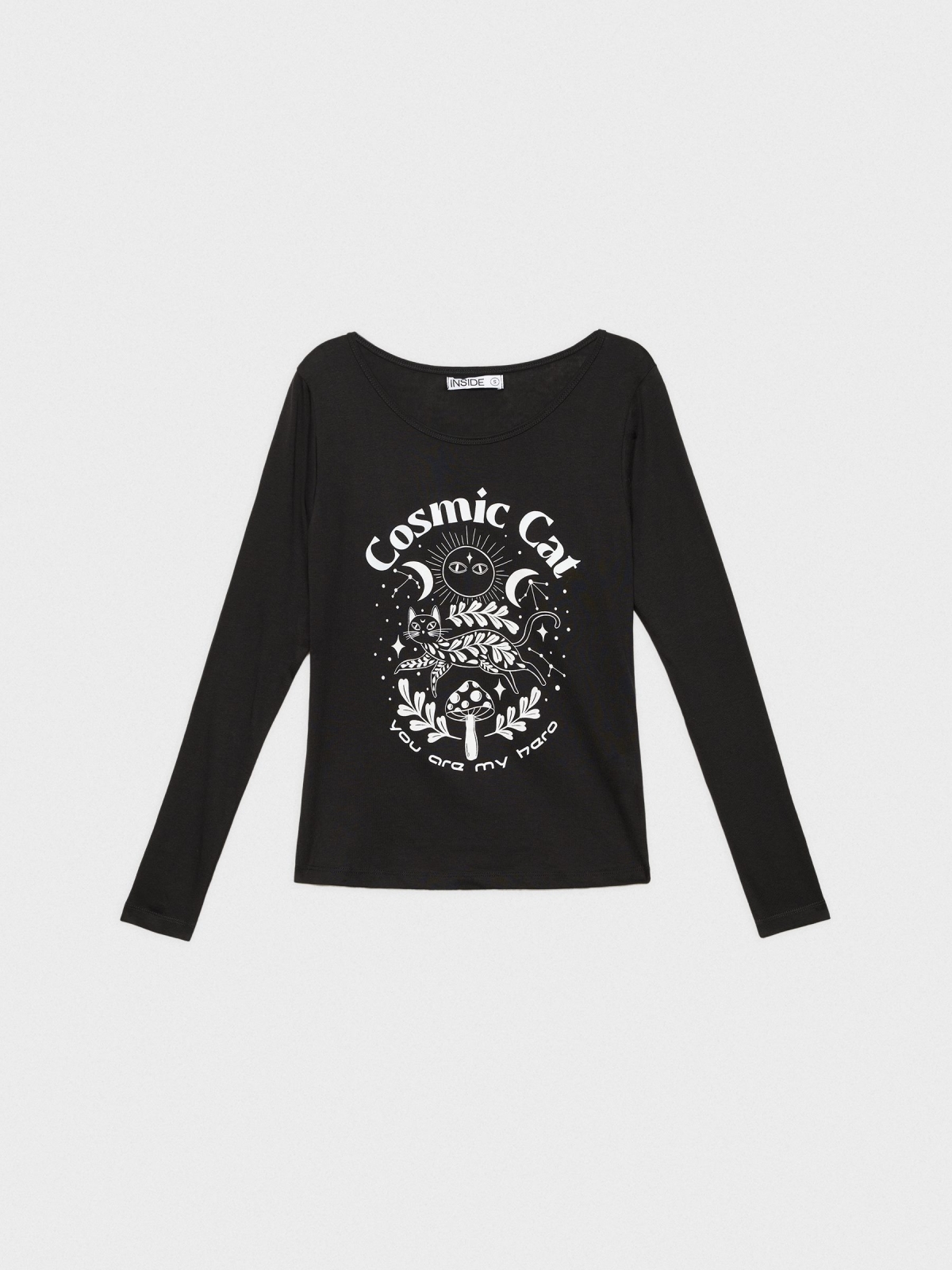  Camiseta Comic Cat negro