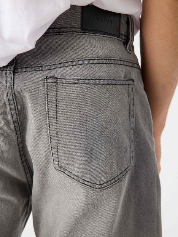 Regular distressed denim bermuda shorts black detail view