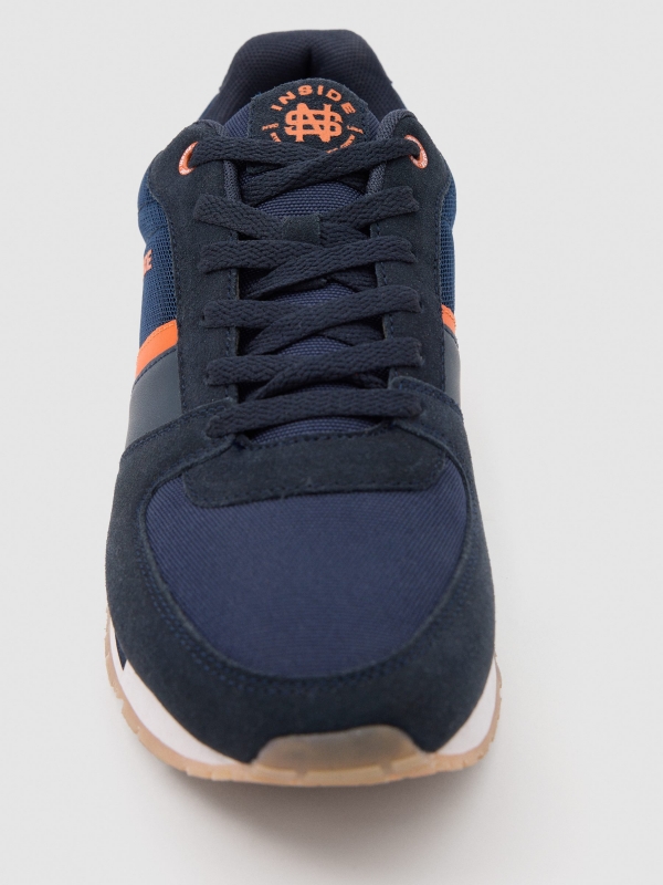 Combined nylon casual sneaker blue detail view