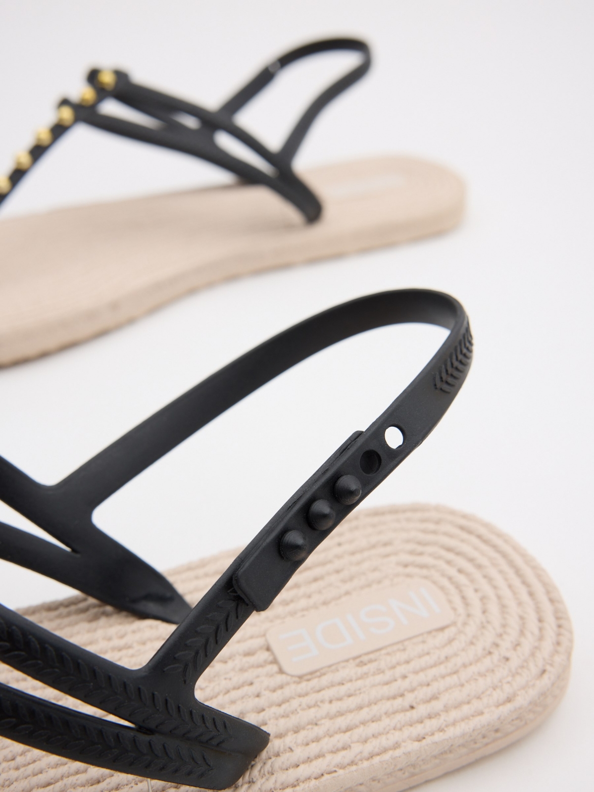 Studded sandal black detail view