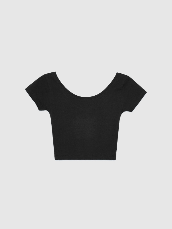  Camiseta básica cropped negro