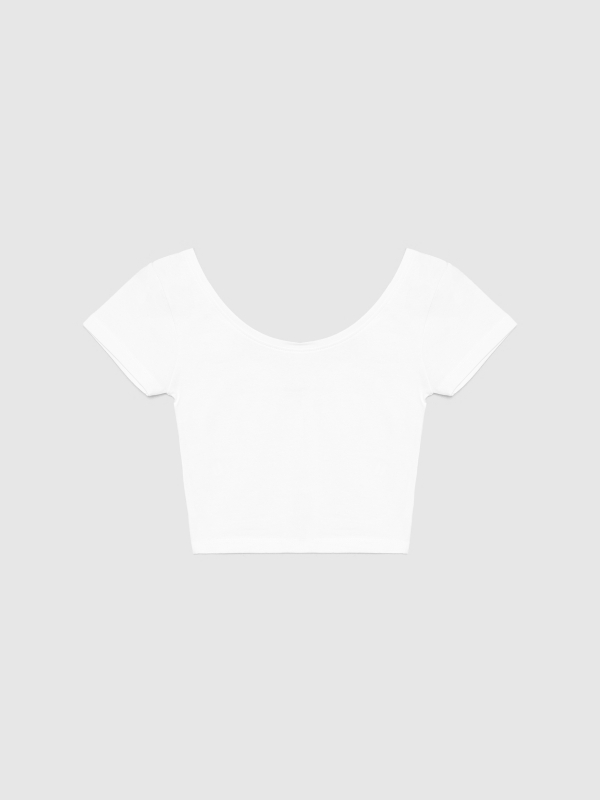  Camiseta básica cropped blanco