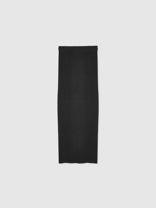  Rib midi skirt with slit black