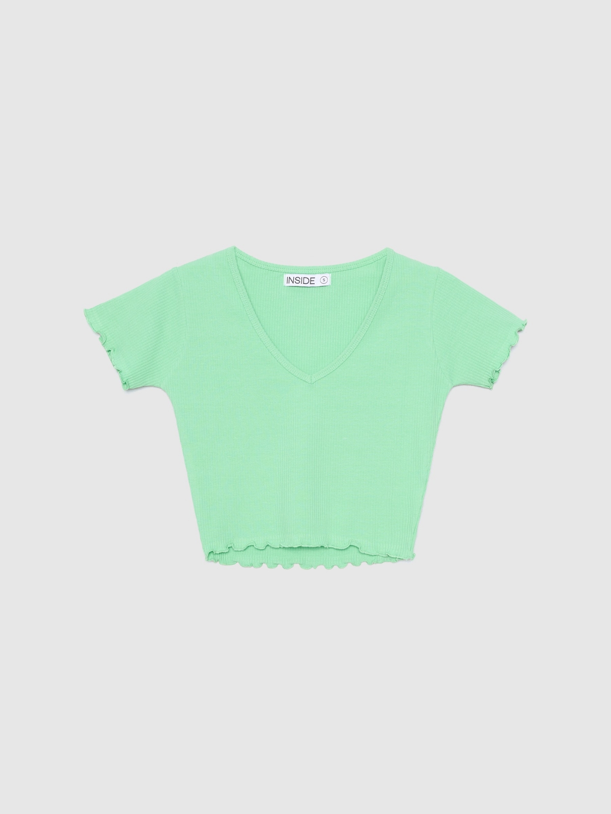  T-shirt crop com encaracolado verde