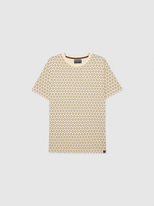  T-shirt com mosaico geométrico areia