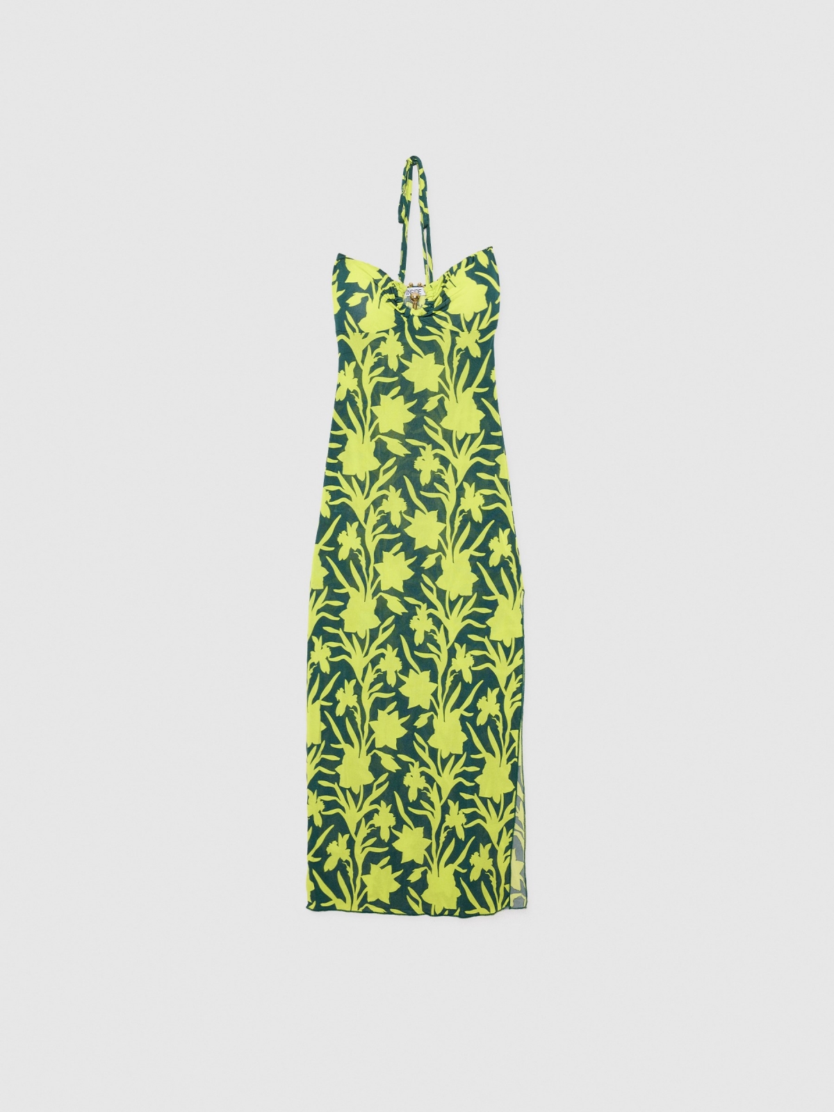  Dress knotted at the neck lime