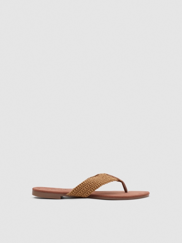 Sandalia plana brocados marrón claro