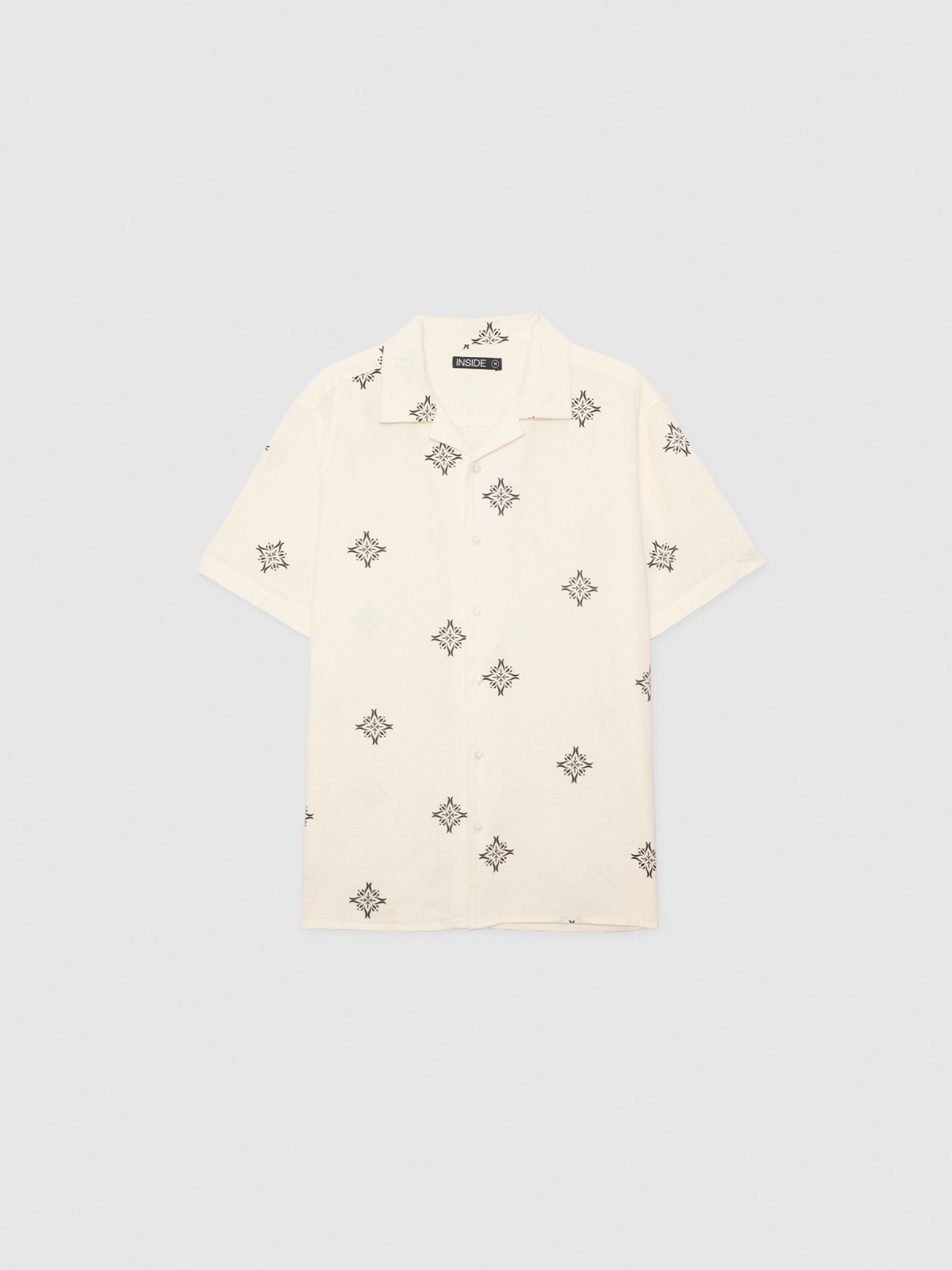  Geometric linen shirt beige