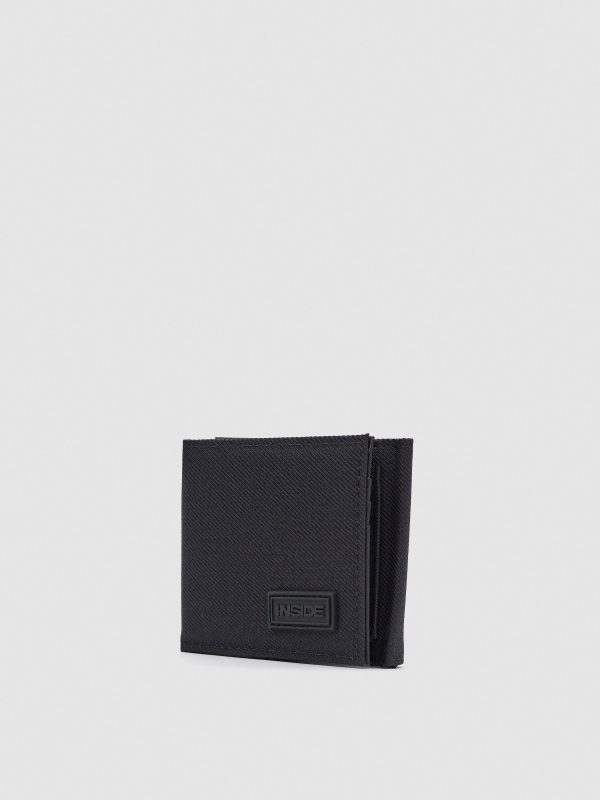 Basic nylon wallet black 45º side view