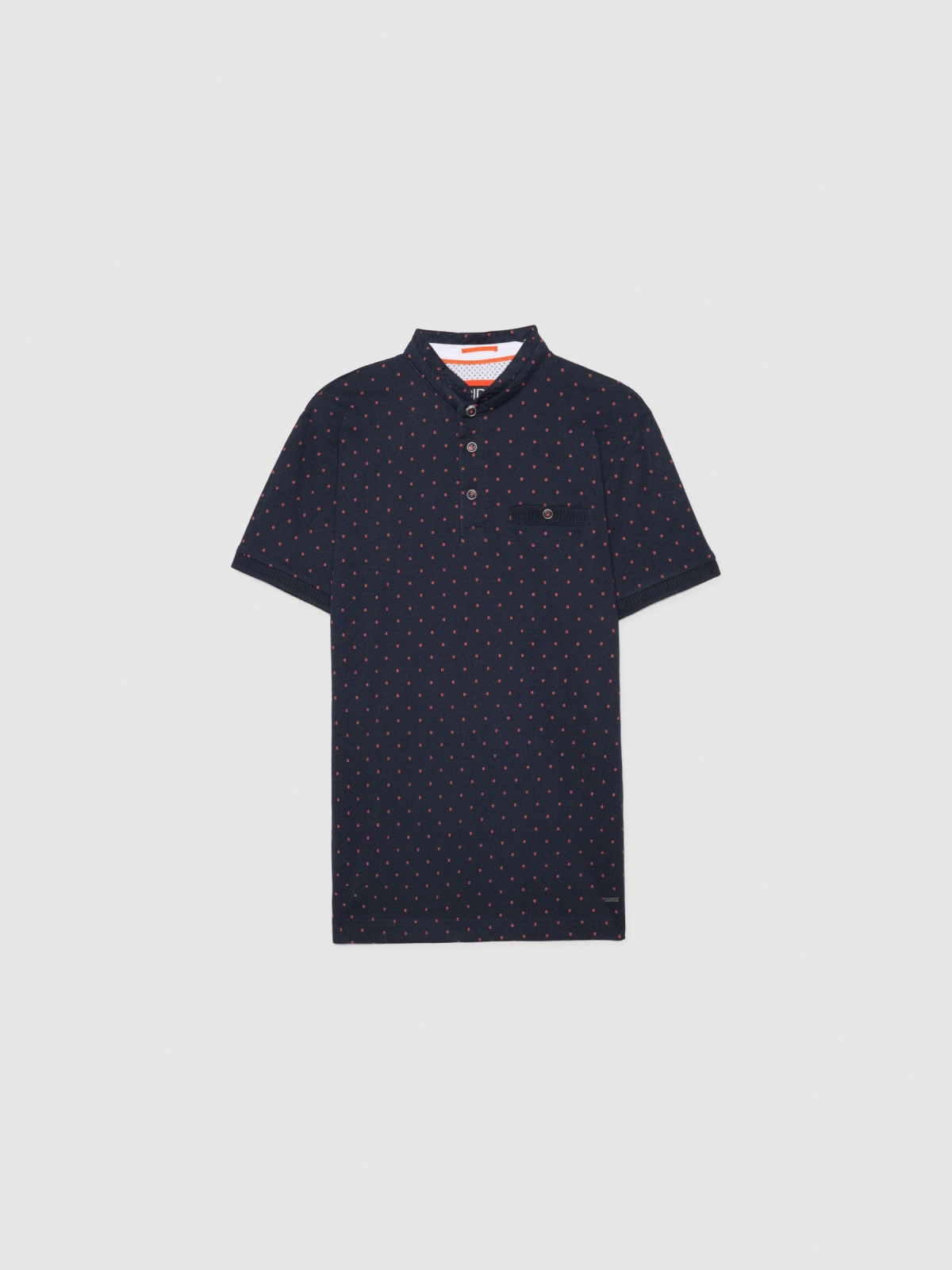 Mandarin collar polo shirt with pocket navy