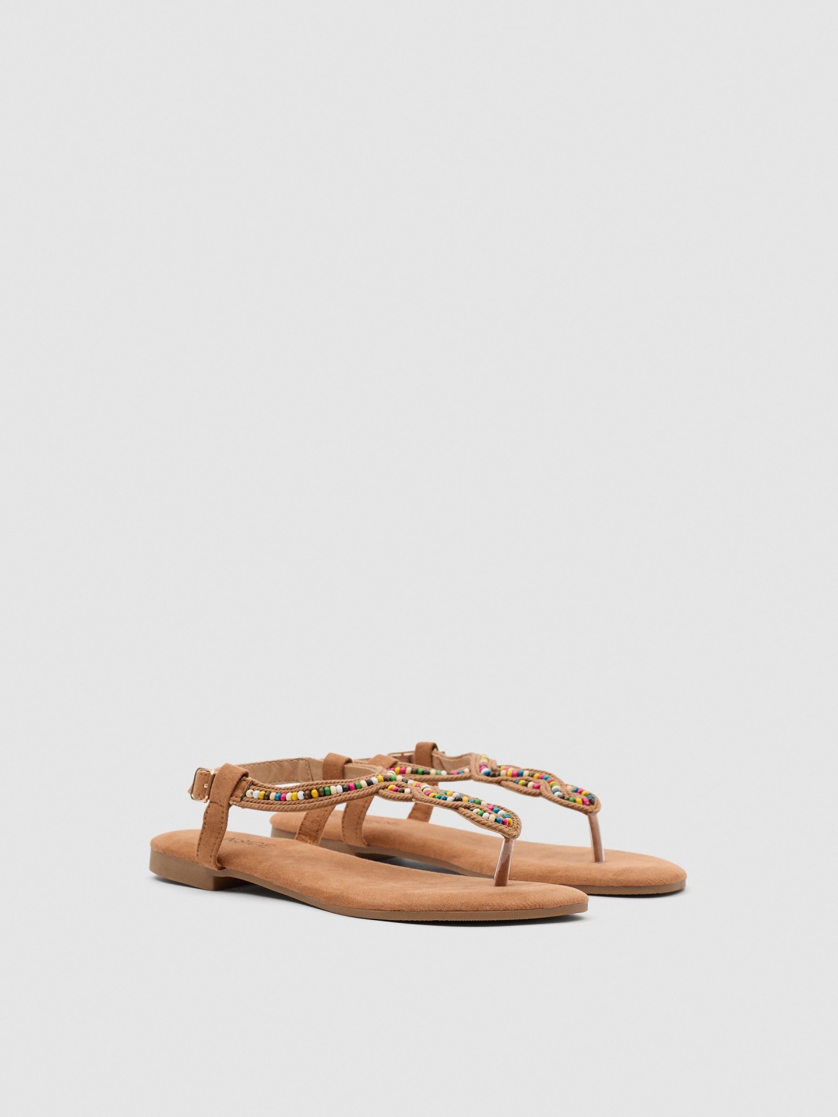 Ethnic sandals sand 45º front view