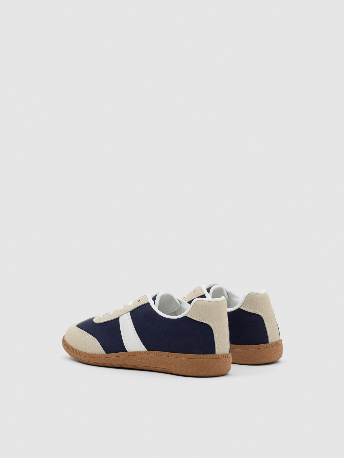 Combined retro sneakers navy 45º back view