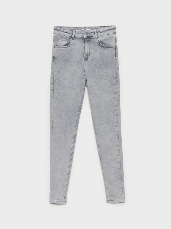  Jeans skinny tiro alto gris lavado gris claro