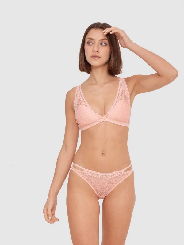 Classic panty with straps pink middle front view