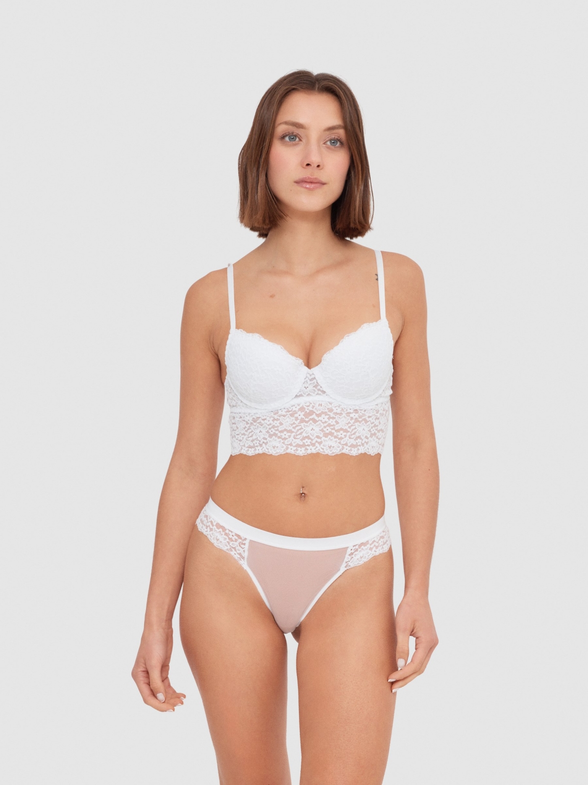 Bralette crossed burgundy white middle front view