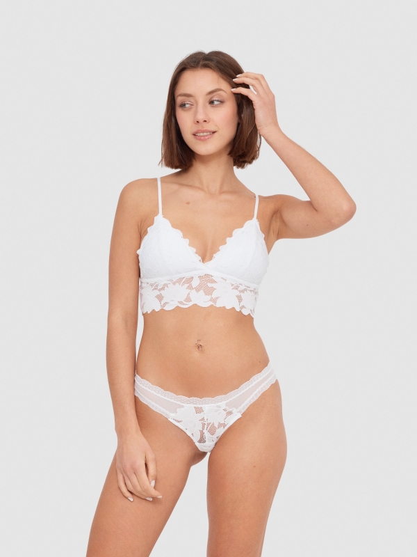 White lace bralette white middle front view