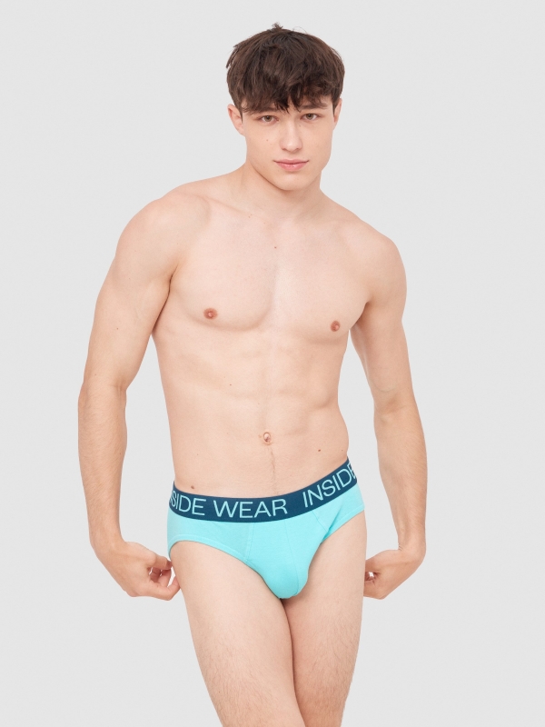 Pack 4 blue briefs multicolor middle front view