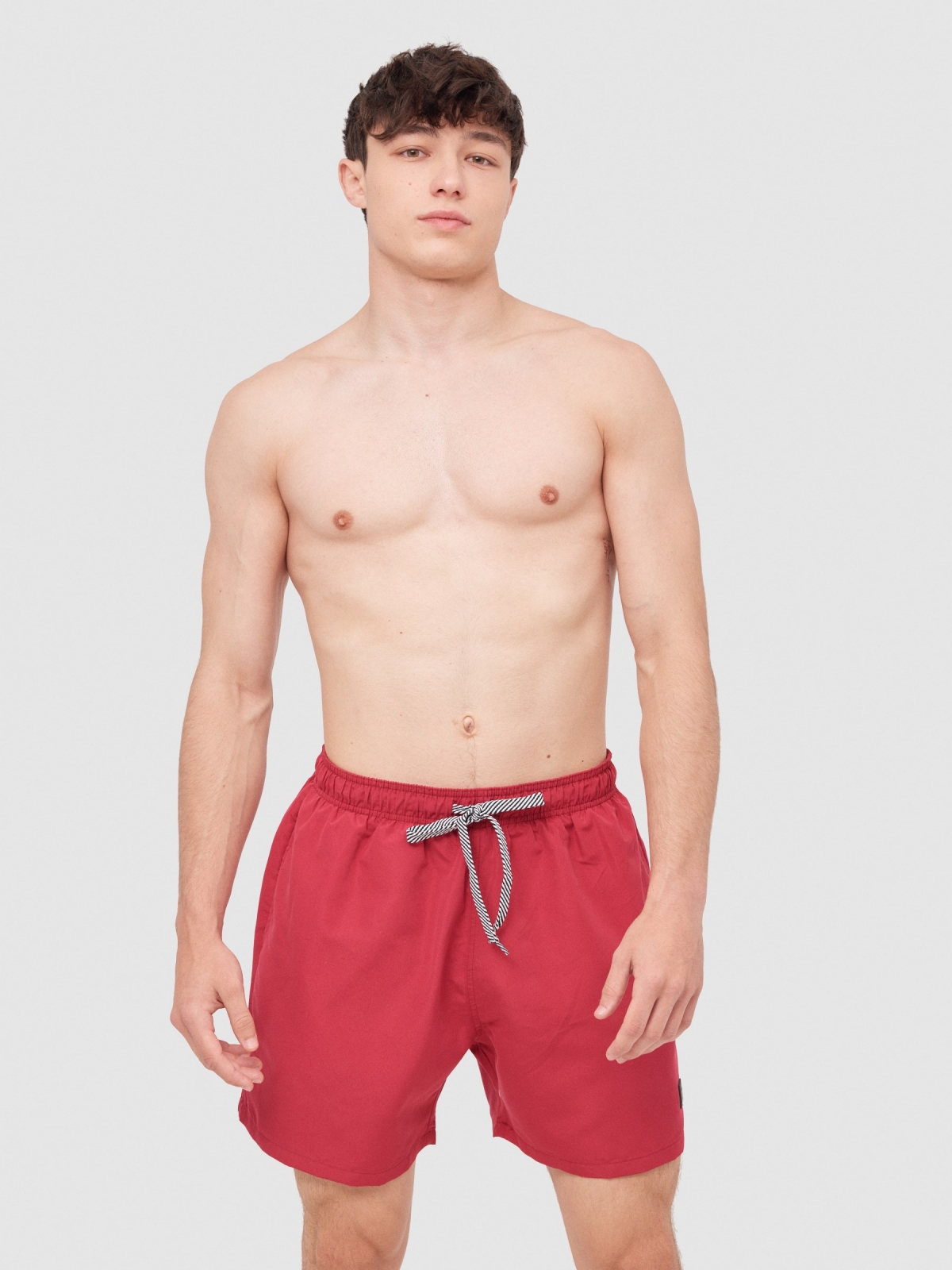 Basic swimsuit with pockets red middle front view