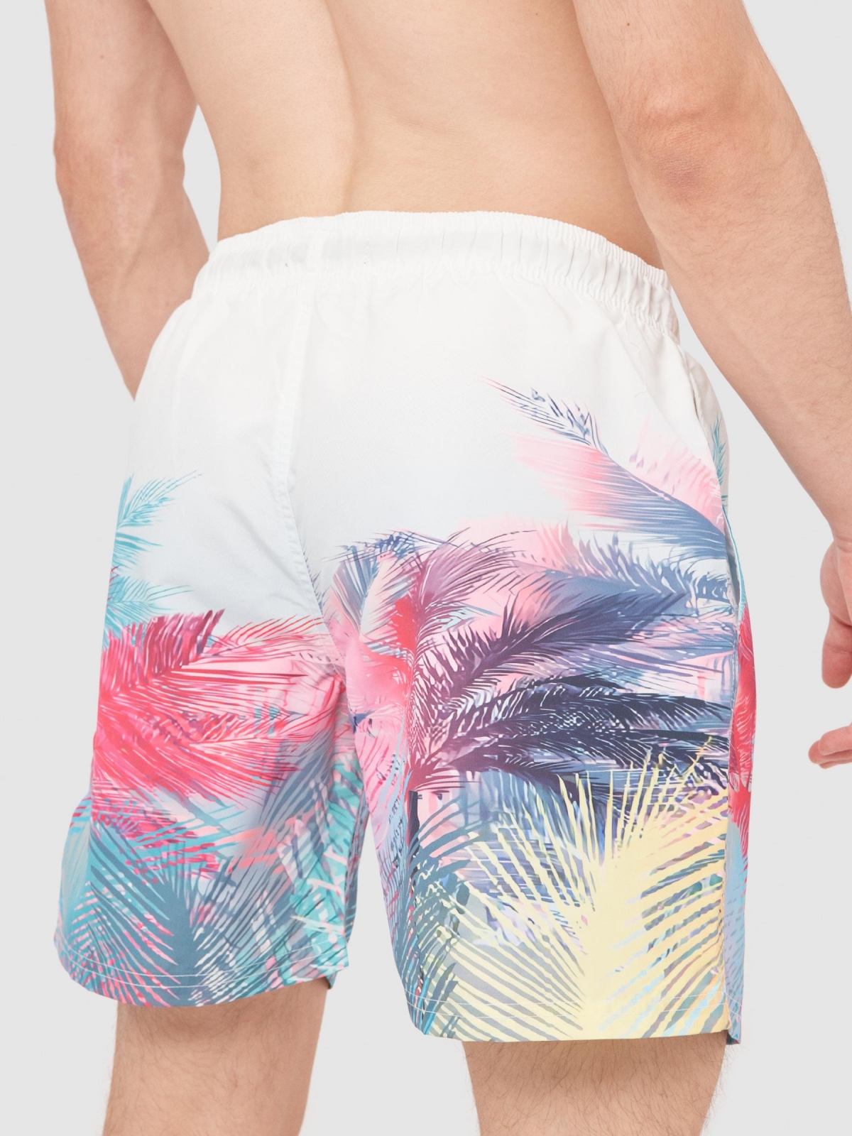 Palm Tree Swimsuit white detail view