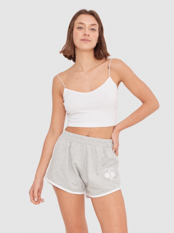 Sport shorts with piping medium melange middle front view