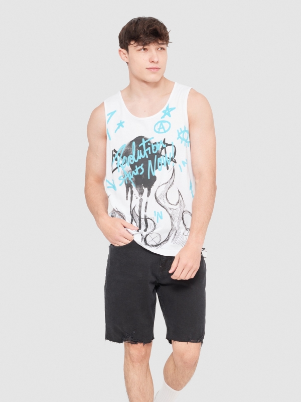 Fire tank top white middle front view