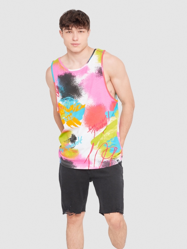Graffiti tank top white middle front view