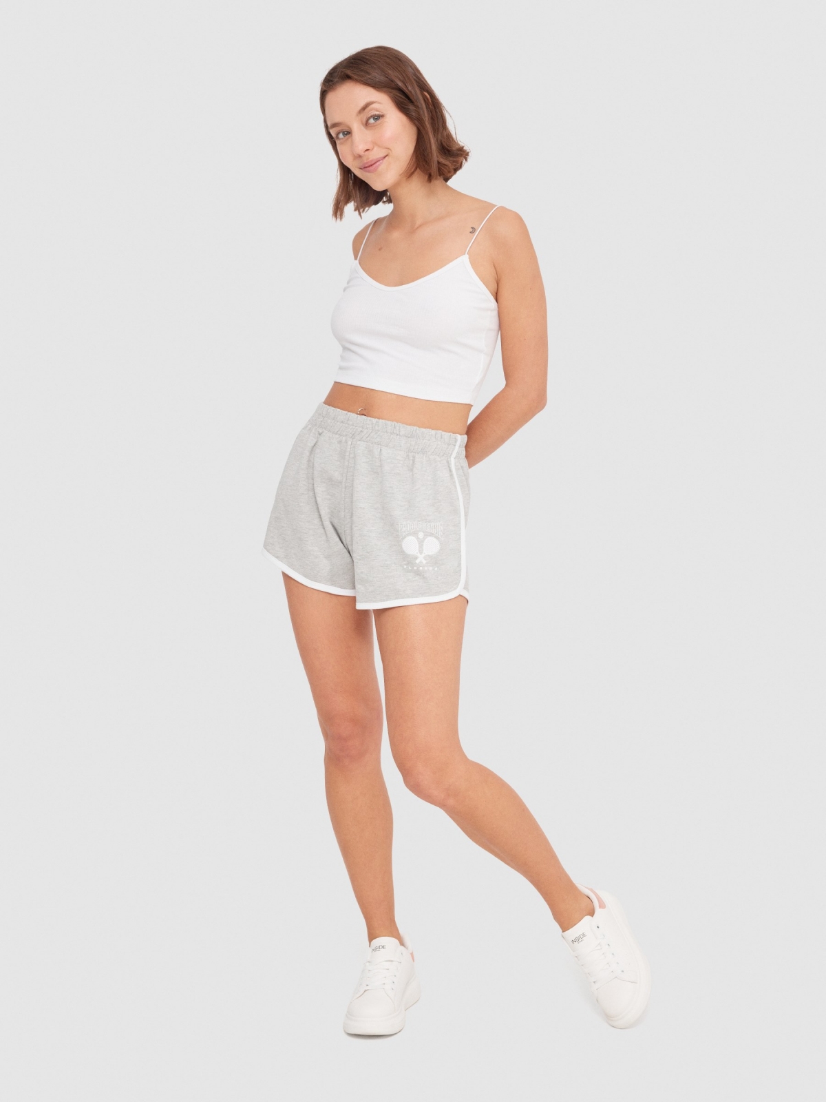 Sport shorts with piping medium melange front view