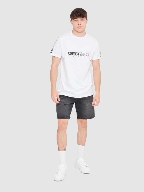 T-shirt Westside branco vista geral frontal
