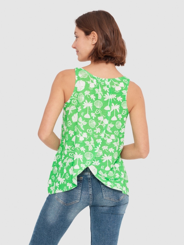 Flowing open back t-shirt mint middle back view